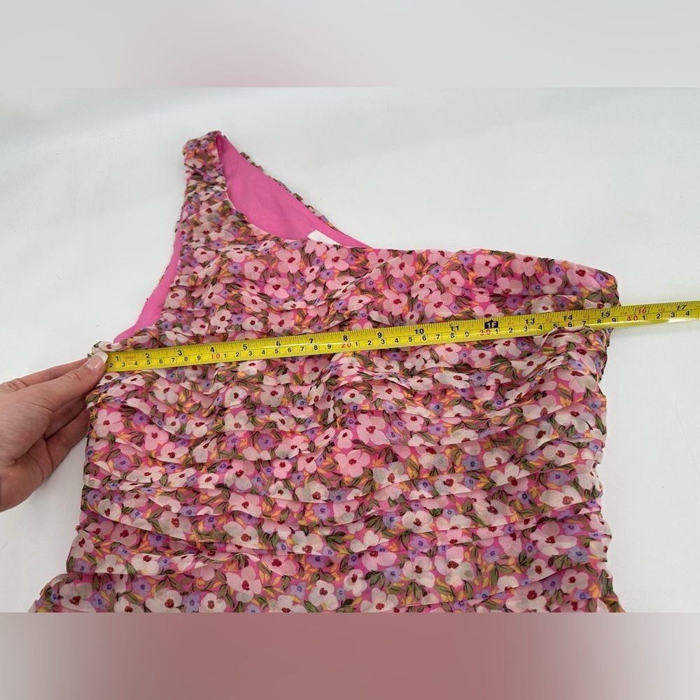 ASTR Darline One Shoulder Mini Dress in Pink Floral Size Medium - Picture 13 of 13
